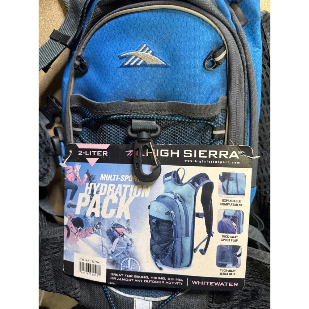 High Sierra 2 Liter Hydration Pack Backpack‎ Blue Sport Hiking Biking Camping